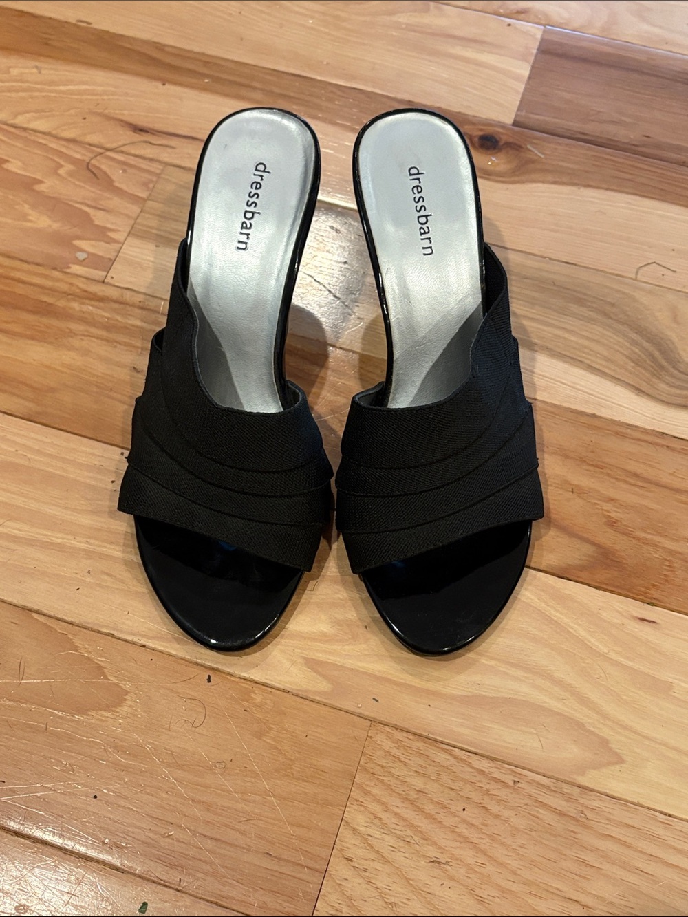 DRESSBARN “Treat” Black Fabric Open-Toe Slide Mules - Size 7